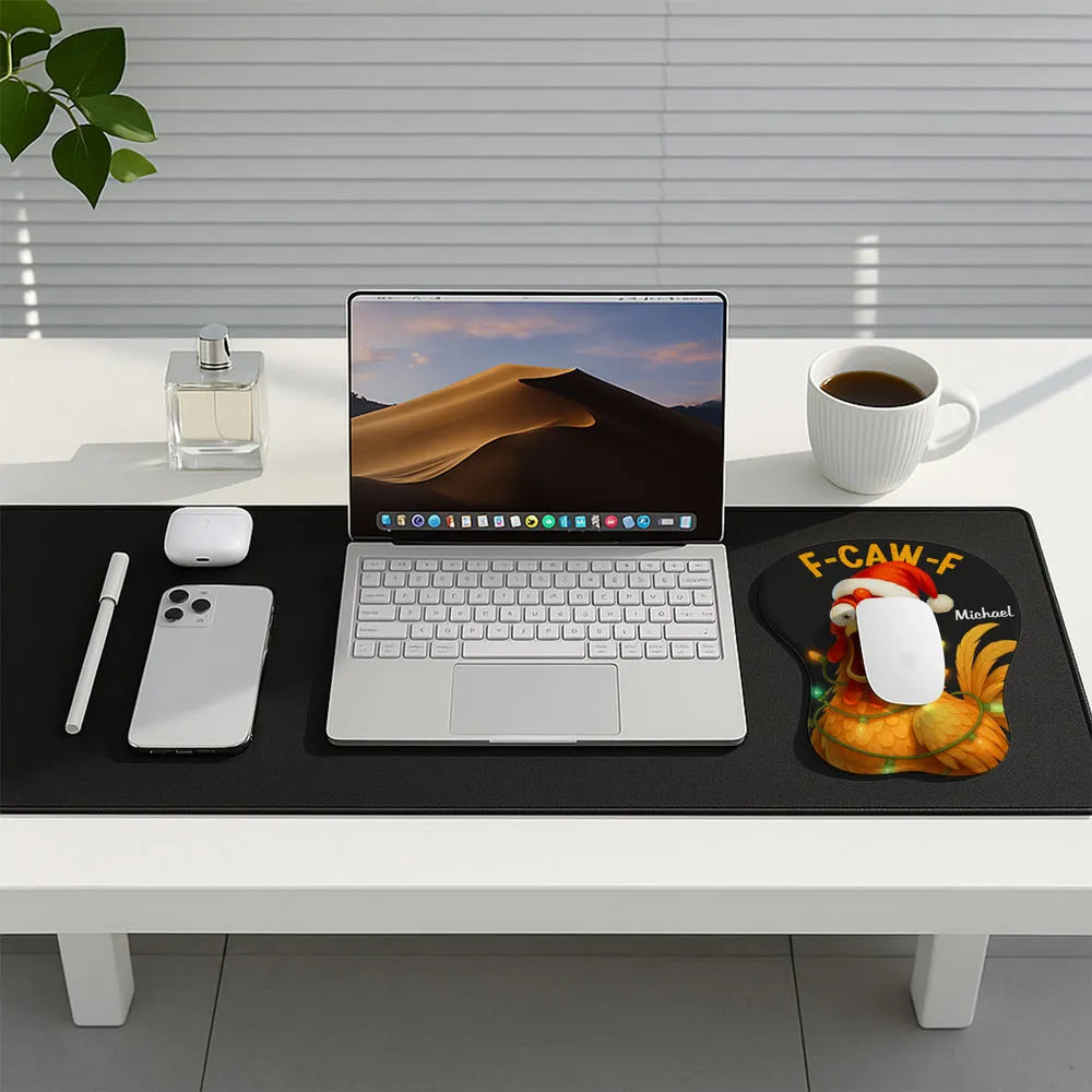 Personalized Lycra 3D Mouse Pad with Santa Chicken, Funny FCAWF Design, Unique Christmas Gift for Coworkers