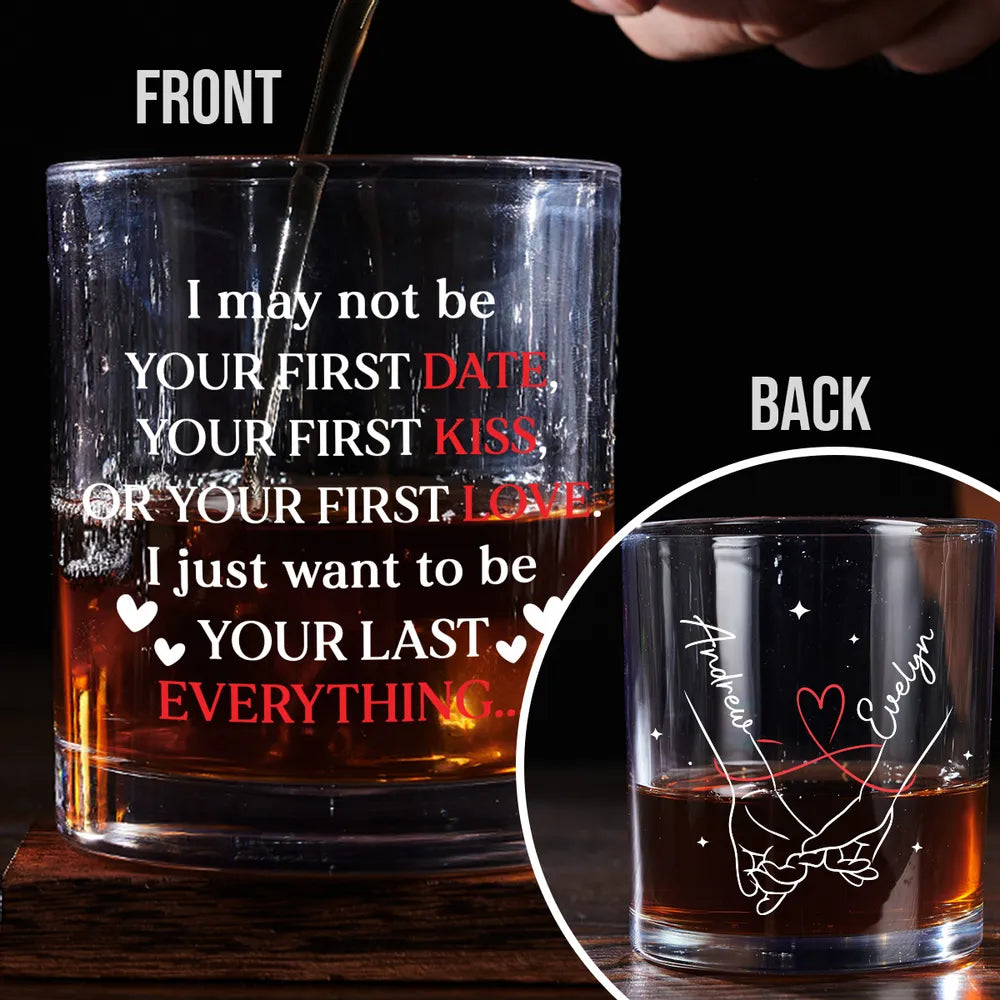 Personalized 'Your Last Everything' Whiskey Glass, Romantic Holding Hands Design, Unique Engraved Gift for Couples