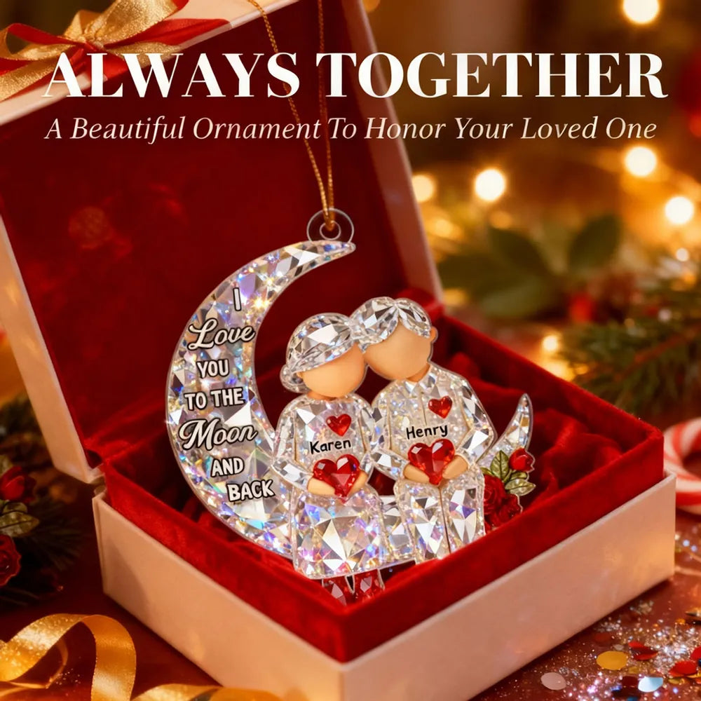 Personalized Acrylic Ornament Couple Love You to the Moon and Back Christmas Tree Decor, Unique Gift for Him or Her