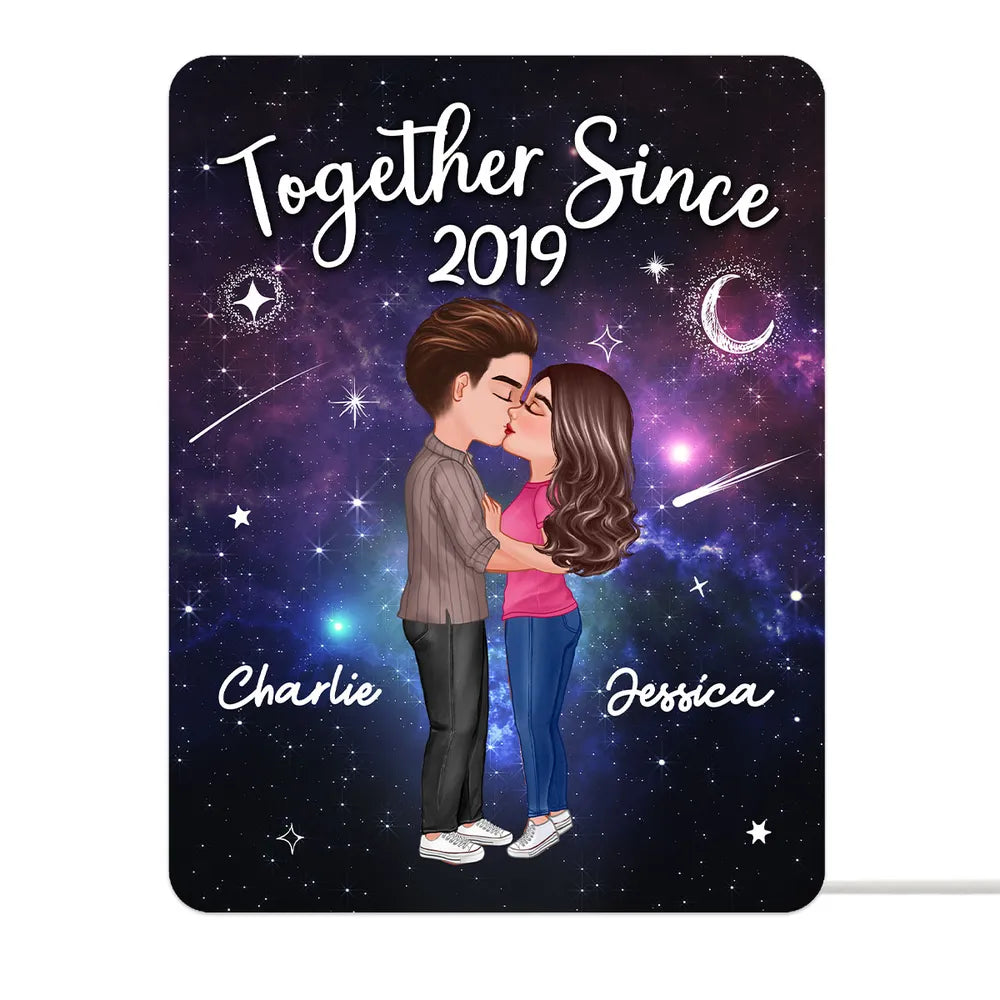 Personalized Acrylic Light Box for Couples with Galaxy Night Kiss, Soft Glow Romantic Bedroom Lamp, Unique Anniversary Gift