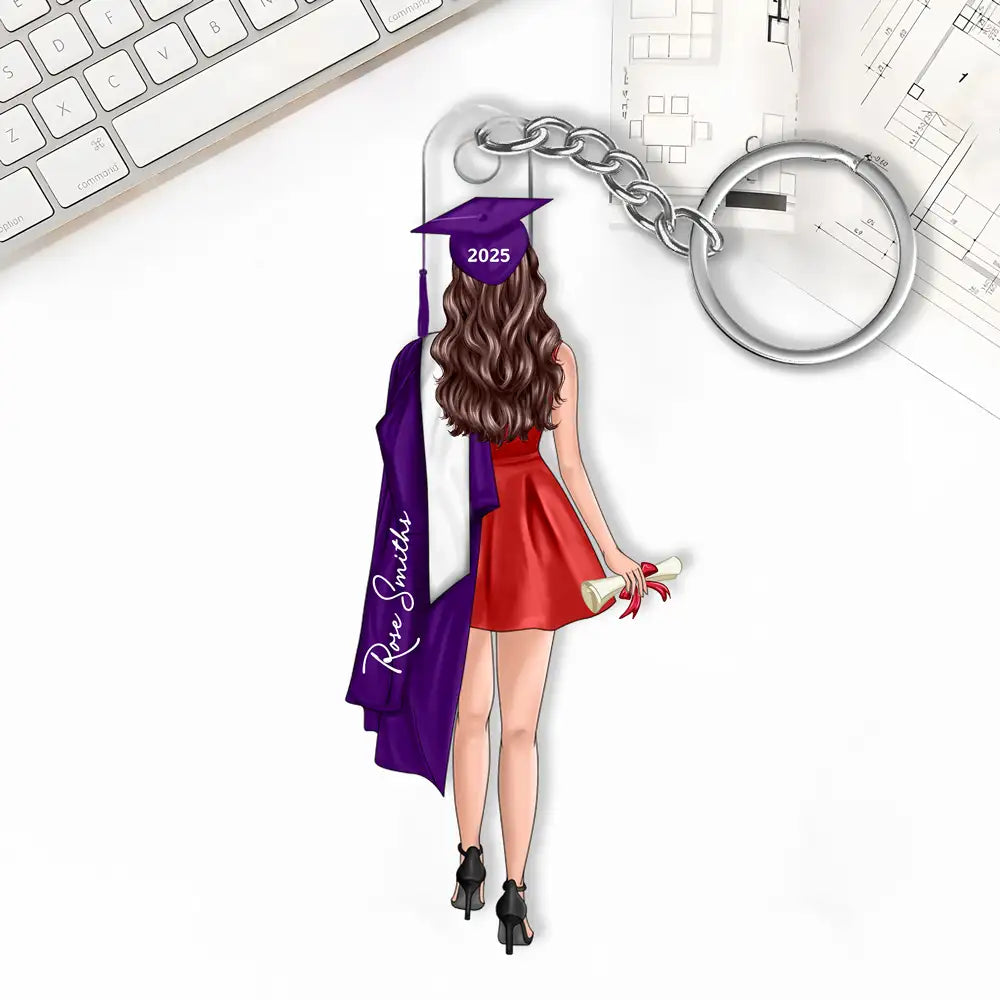 Custom Graduation Keychain with Name & Graduate Figure