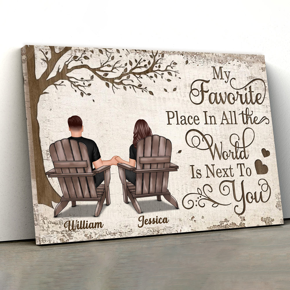 Back View Couple Sitting Under Tree – Personalized Poster, Keychain, Plaque, Pillow & More, Anniversary Gift for Him or Her