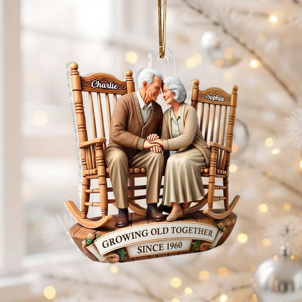 Growing Old Together Couple Acrylic Ornament – Personalized Anniversary Gift