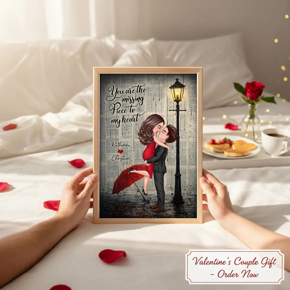 Personalized Couple Hugging Under Street Lamp Poster, Vintage Romance Wall Art, Unique Gift for Couples