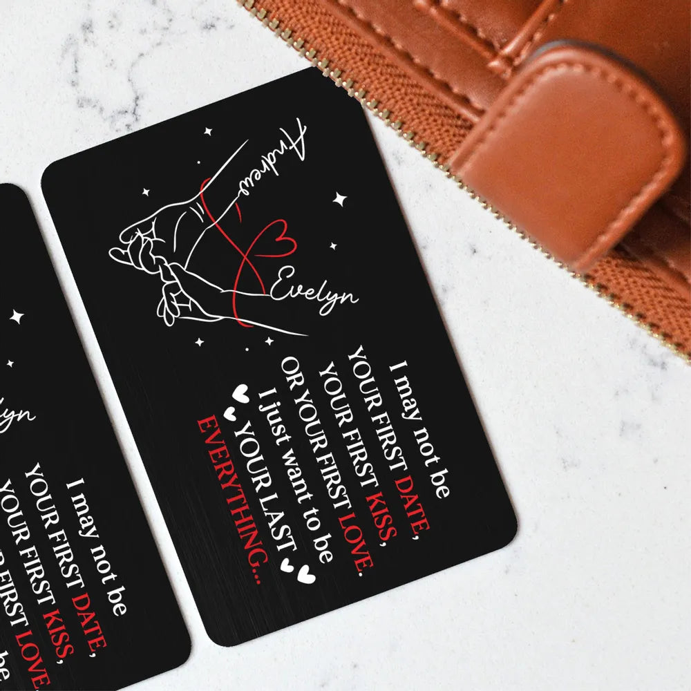 Metal Wallet Card 'Your Last Everything' Message, Personalized Romantic Keepsake, Pocket Friendly Daily Reminder, Unique Gift for Him