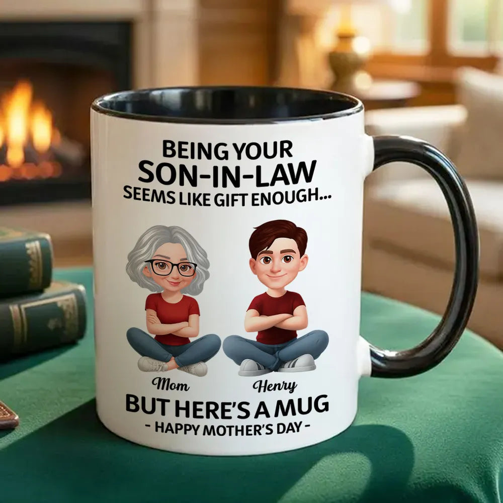 Personalized Two-Tone Mug Funny Son-In-Law Mother's Day Message Cute Cartoon Gift for Mother-In-Law