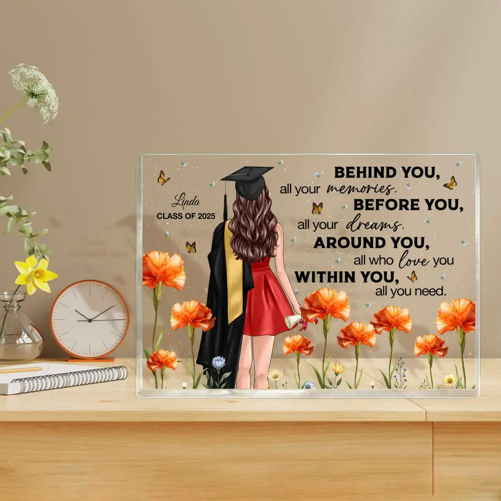 Floral Acrylic Graduation Keepsake for Class of 2025, Inspirational Gift for Her or Him