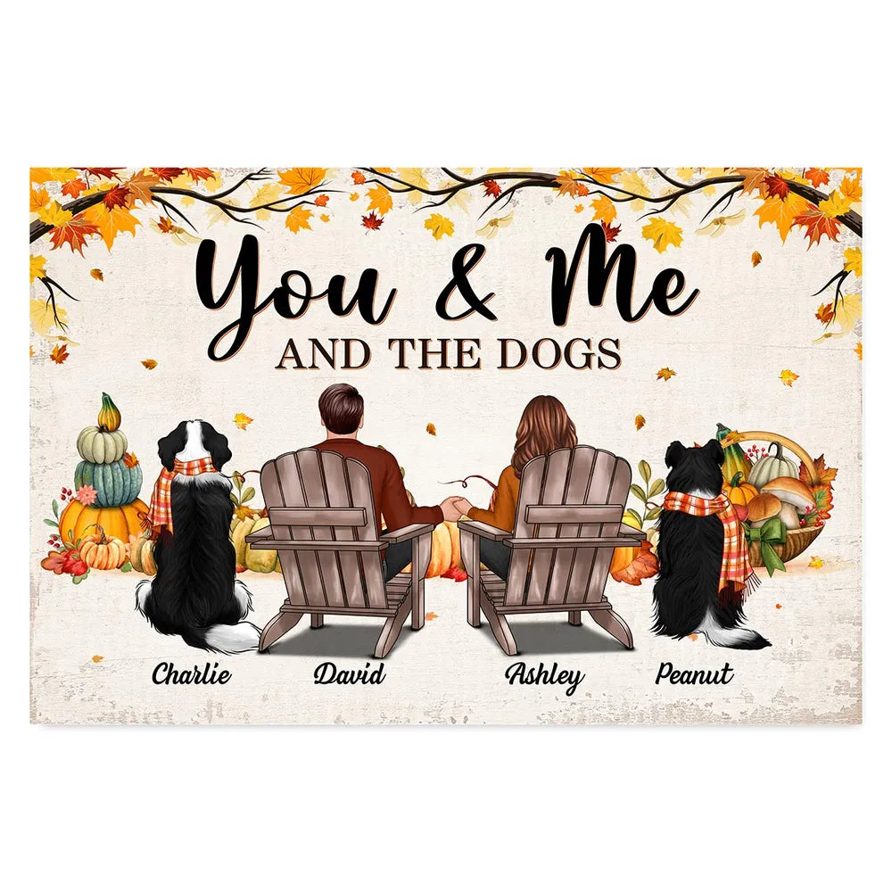 “You & Me and the Dogs” Personalized Autumn Poster – Cozy Gift for Couples