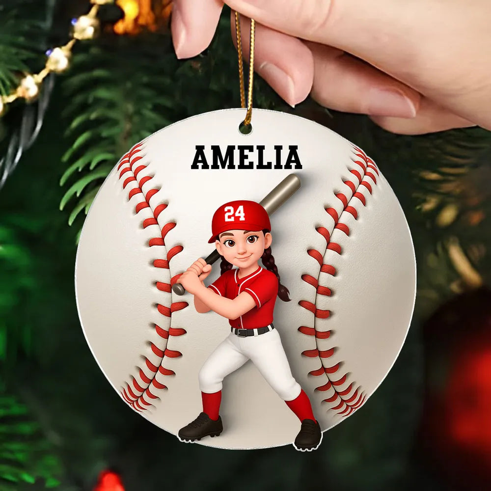Custom Baseball Player Acrylic Ornament – Personalized Christmas Gift for Baseball Lovers & Teammates