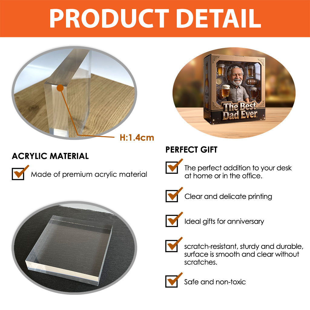 Father Gift, Customize Father With Hobby - Personalized Father Custom Shaped Acrylic Plaque
