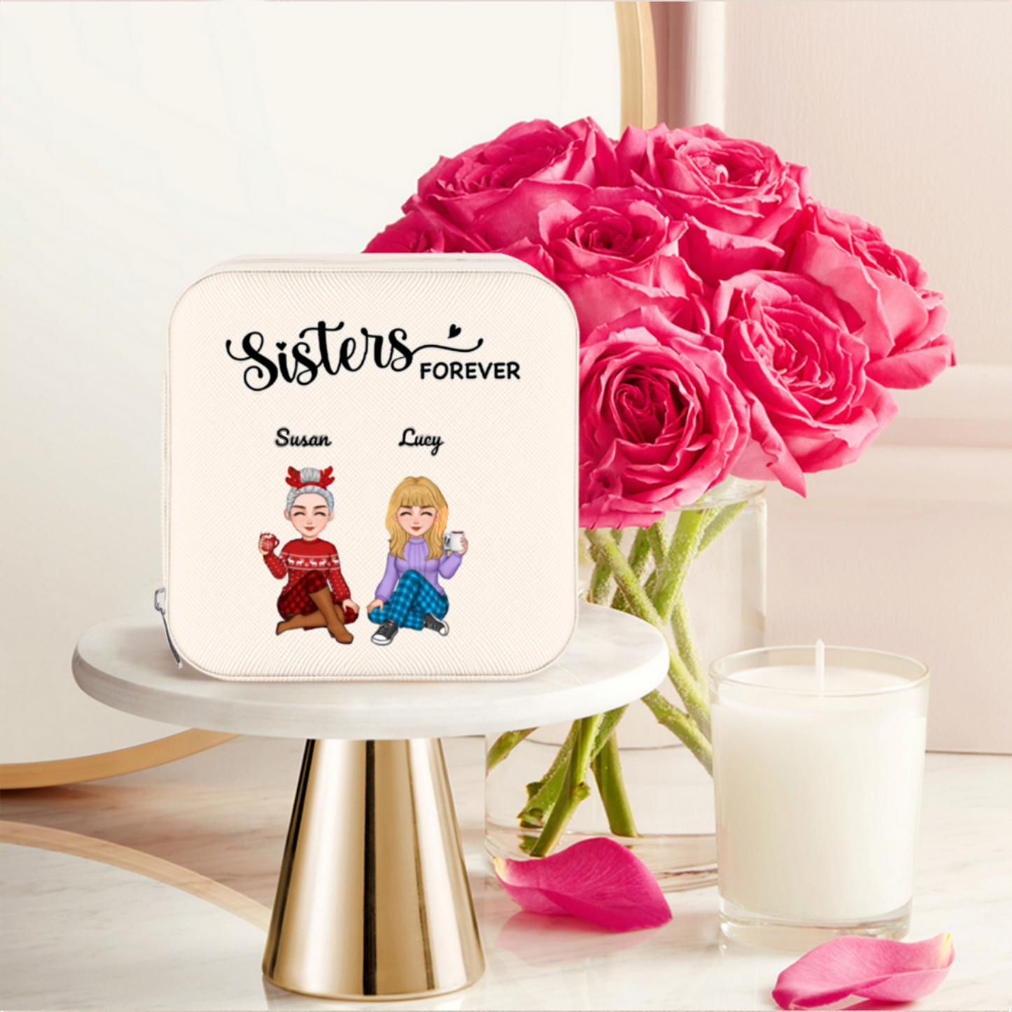 Sisters Forever - Personalized Custom Mug, Ornament, and Jewelry Box - Acrylic Gift Box Shaped - Christmas Gift For Best Friends, BFF, Sisters