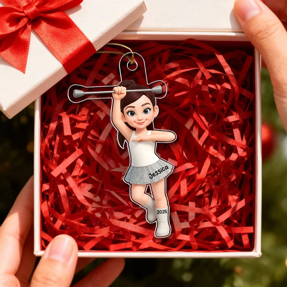 Personalized Acrylic Ornament for Majorette & Color Guard Girls, Cute Band Uniform Design, Festive Decor & Unique Christmas Gift
