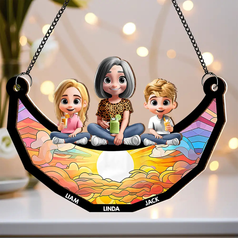 Customized Family Bond Ornament – Personalized Wood and Acrylic Swing Design for Mother’s Day
