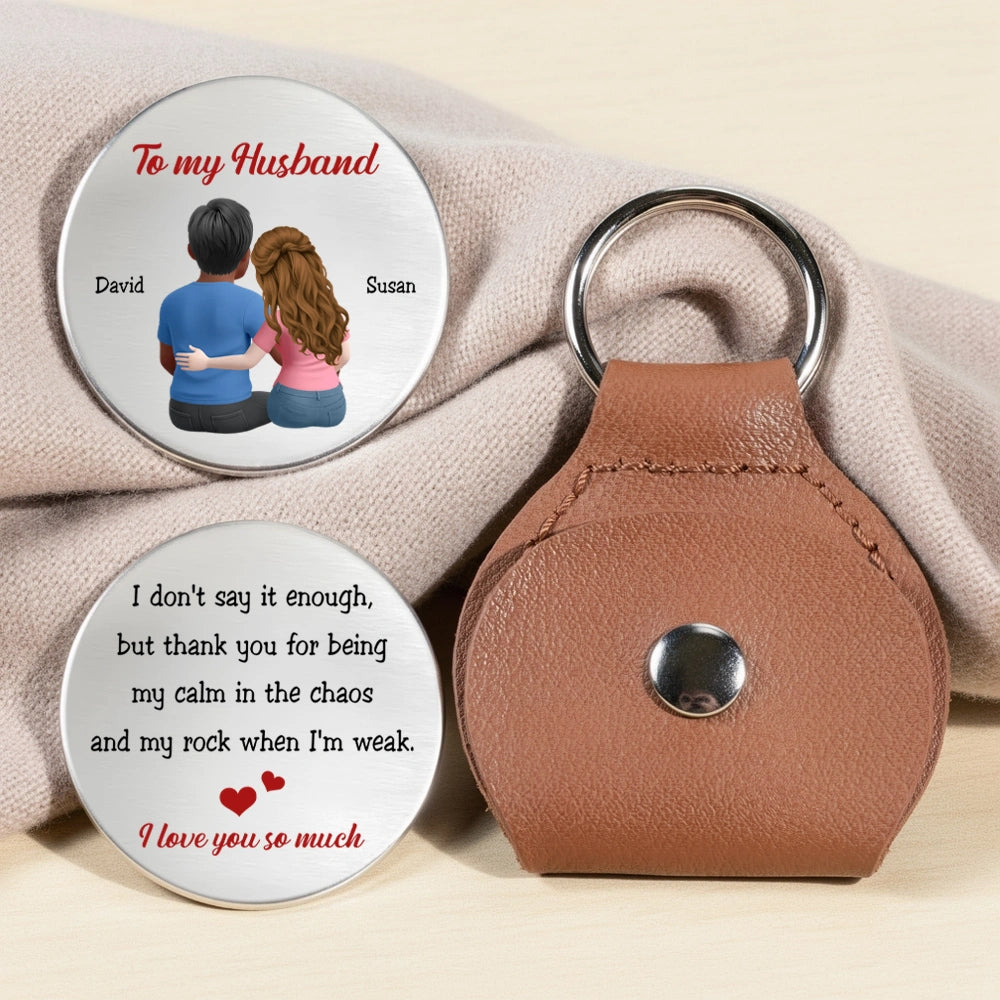 Personalized Pocket Hug Token for Husband, Custom Couple Hug Illustration, Everyday Keepsake, Unique Romantic Gift