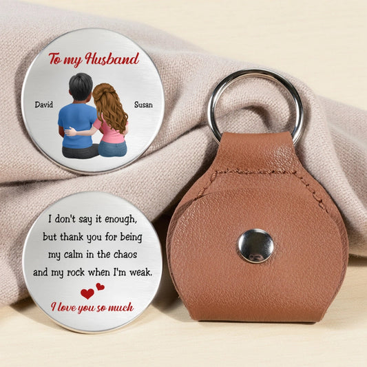Personalized Pocket Hug Token for Husband, Custom Couple Hug Illustration, Everyday Keepsake, Unique Romantic Gift