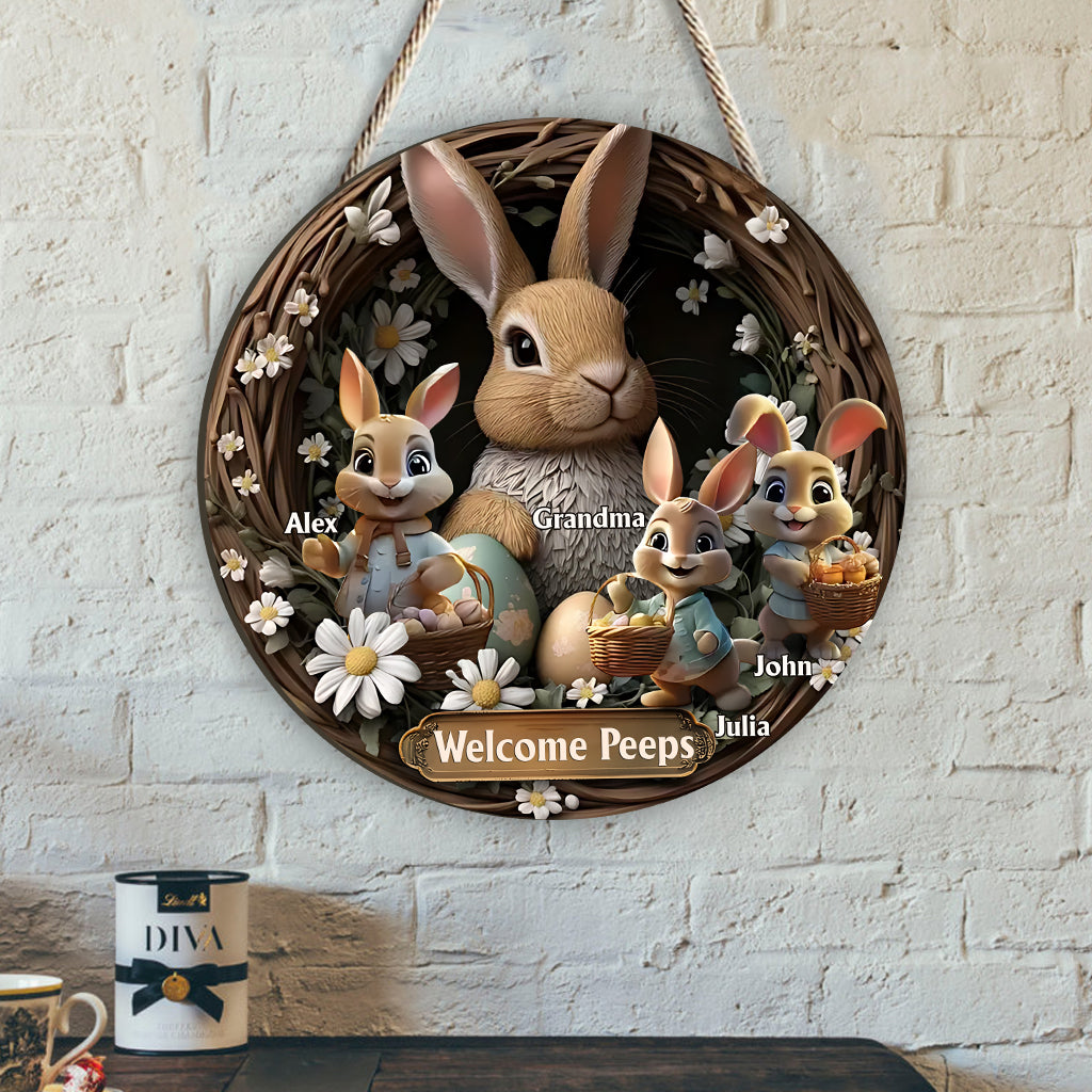 Grandma's Peeps - Personalized Grandma Custom Shaped Wood Sign