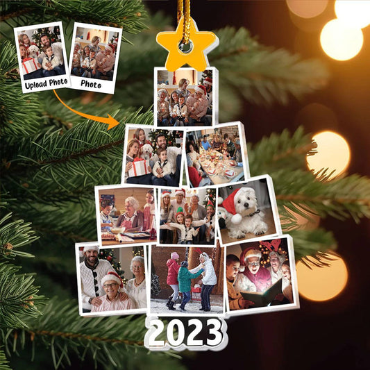 Personalized Acrylic Ornament Photo Tree Collage for Christmas Tree Decor, Warm Holiday Keepsake, Unique Gift for Family