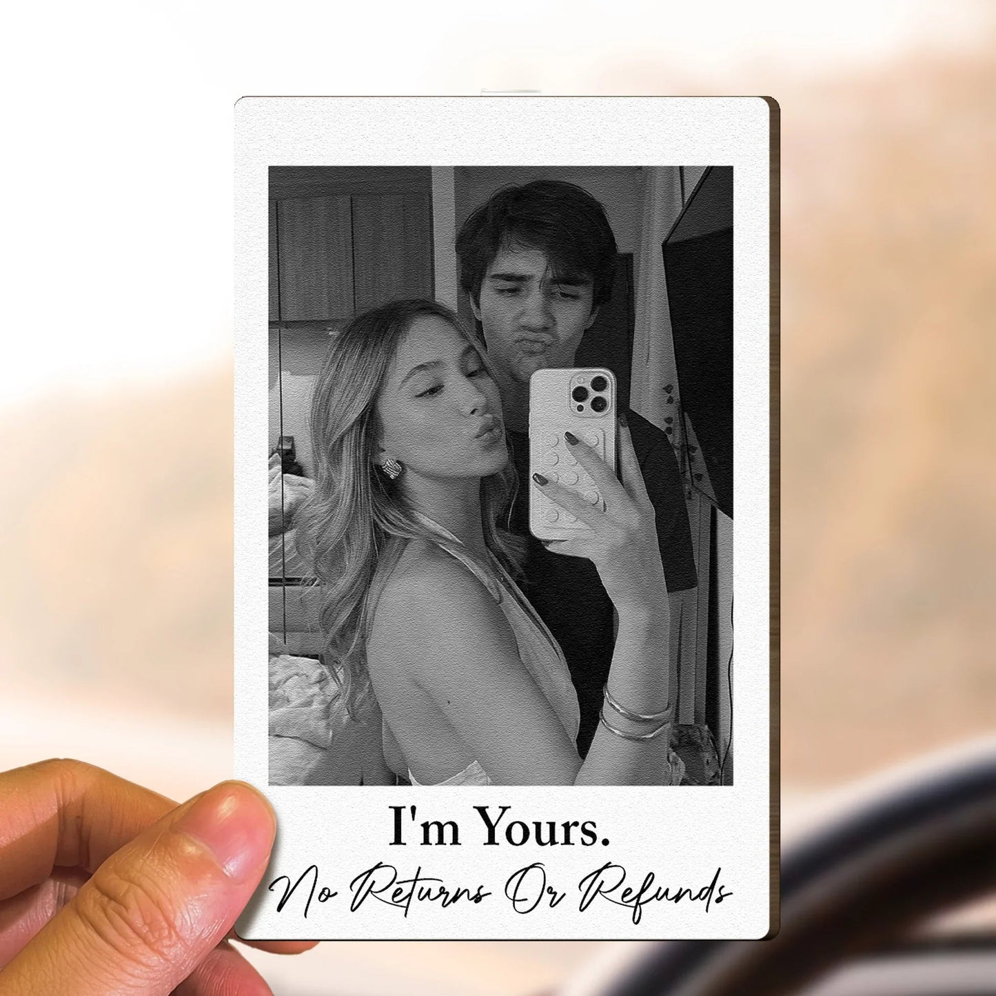 Personalized Wooden Car Visor Clip With Photo, Couple Kiss Design, Sweet Drive Companion, Unique Gift For Boyfriend Girlfriend