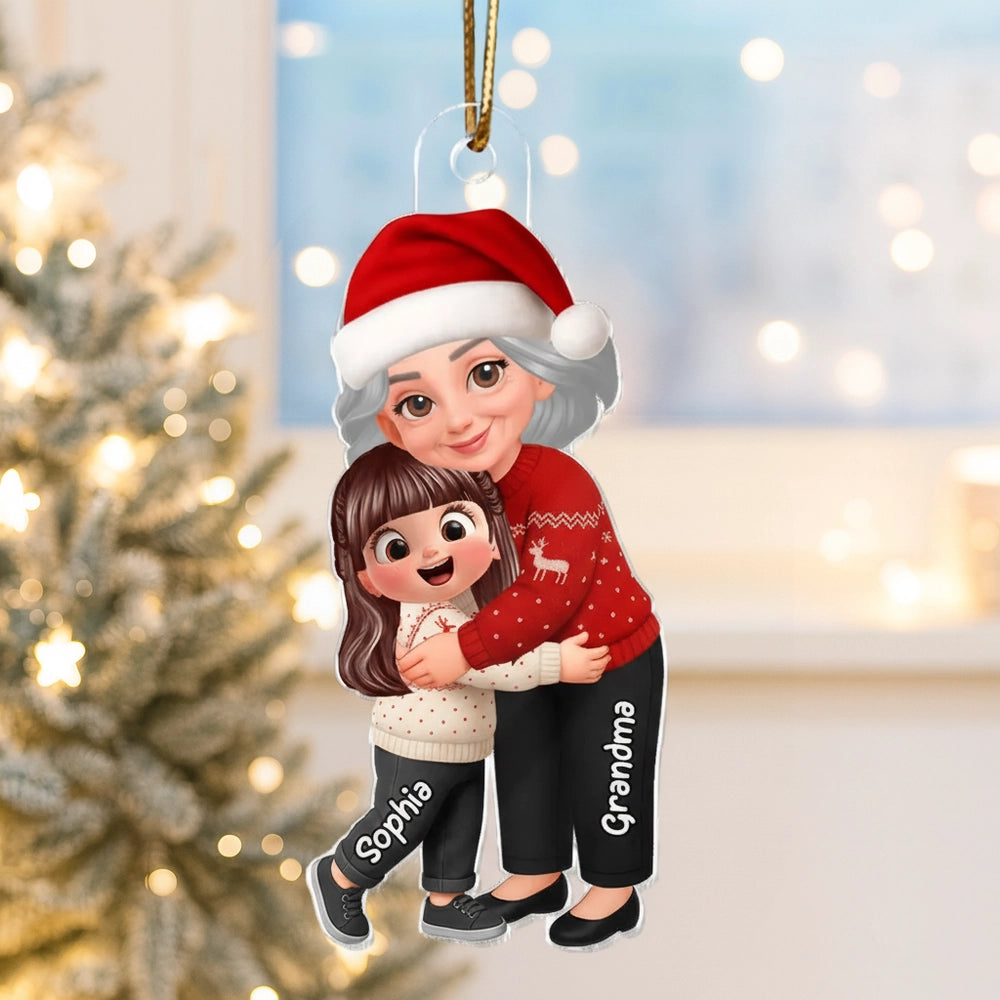 Christmas Grandma & Grandchild Acrylic Ornament – Heartwarming Family Decoration, Perfect Gift for Grandparents