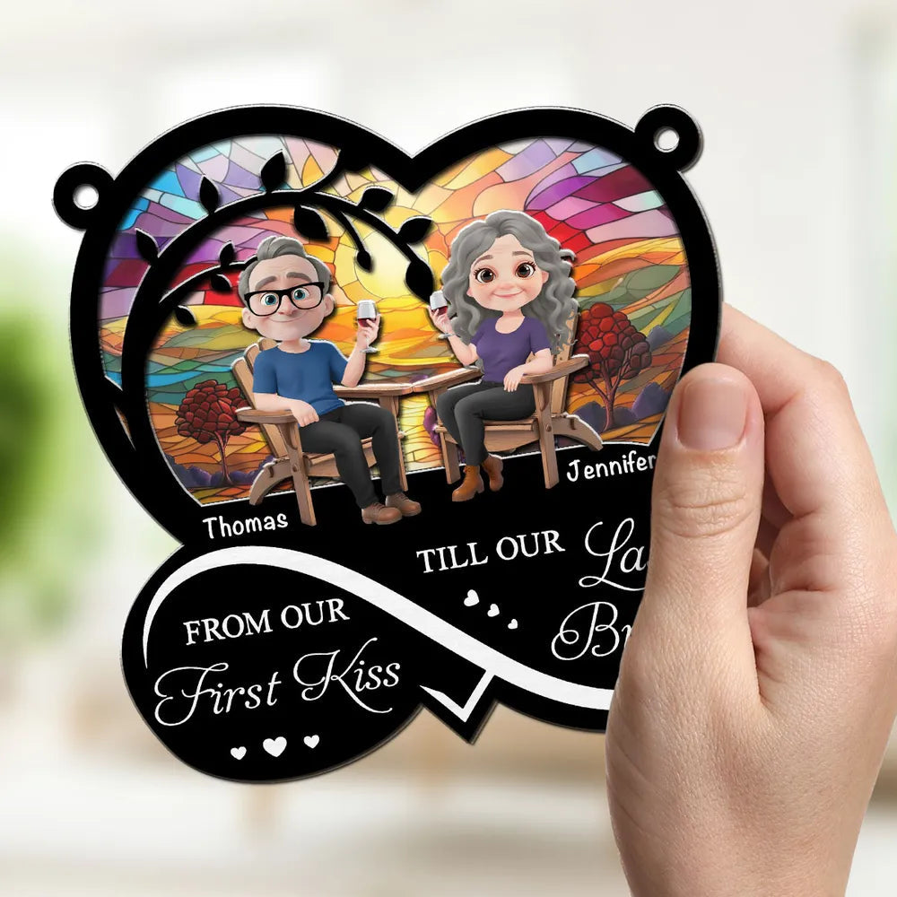 From Our First Kiss Till Our Last Breath – Personalized Wood & Acrylic Heart Ornament