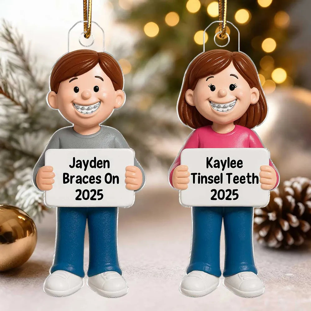 Smiling Braces Kid Acrylic Ornament – Adorable Keepsake Gift Celebrating Growing Smiles
