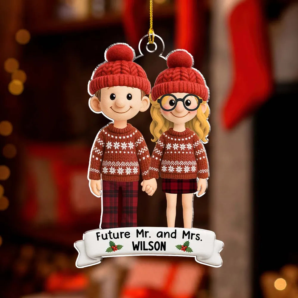Christmas Acrylic Ornament with Couple Holding Hands, A Perfect Gift for Engagement Celebration