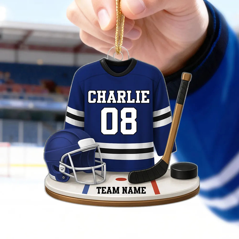 Acrylic Ornament Hockey Jersey, Customizable, Holiday Tree Ready, Team Spirit Keepsake, Unique Gift for Players & Fans