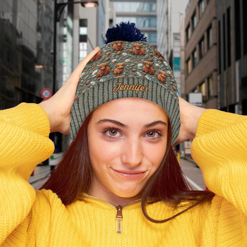 Highland Cow Farm - Personalized Highland Cow Beanie Hat