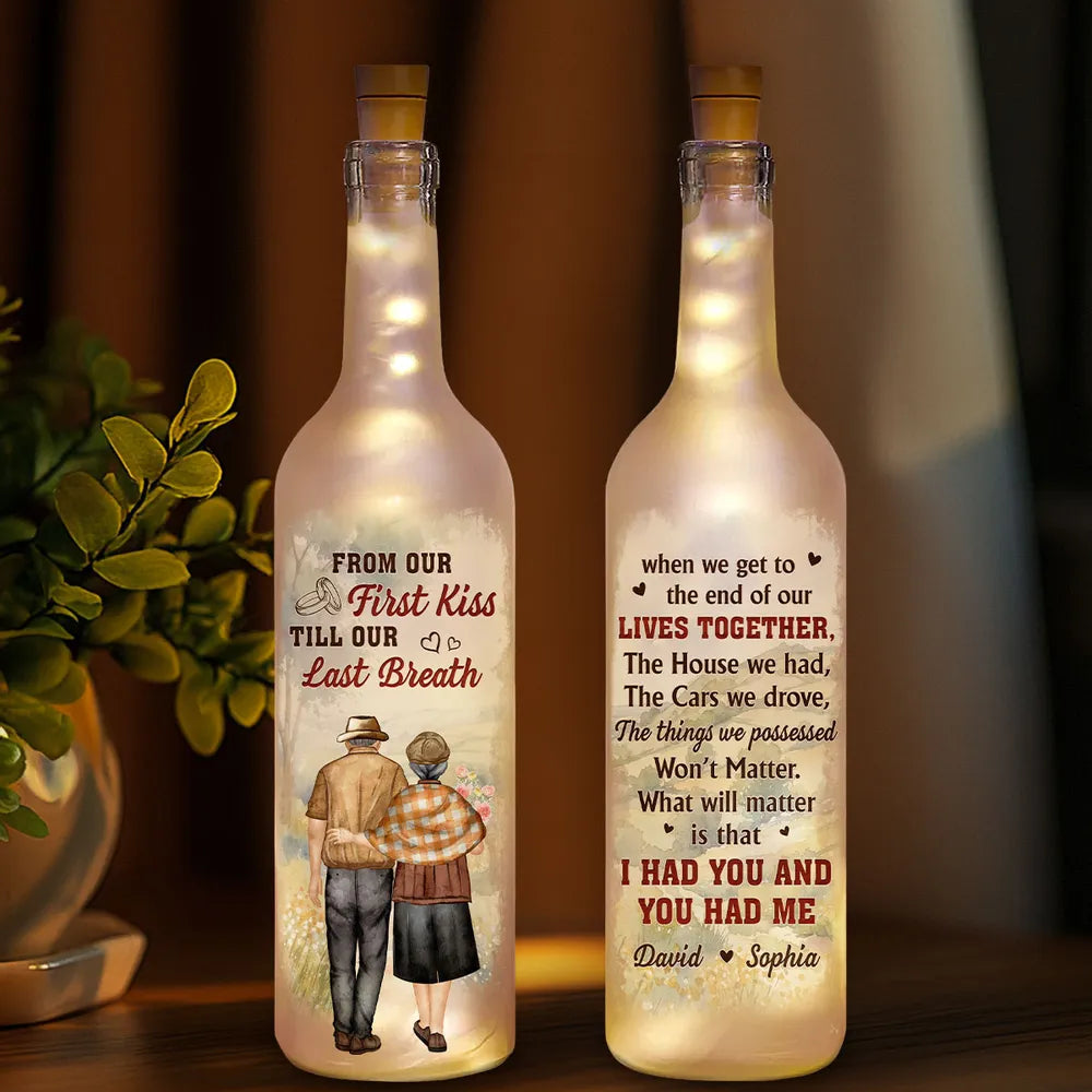 Personalized Couple Bottle Lamp With Warm Glow Bedroom Decor, Unique Romantic Gift for Husband or Wife