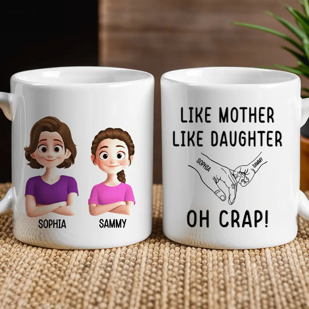 Like Mother Like Children – Customizable Cartoon Cup with Hand Gesture Design – Best Mother's Day Gift