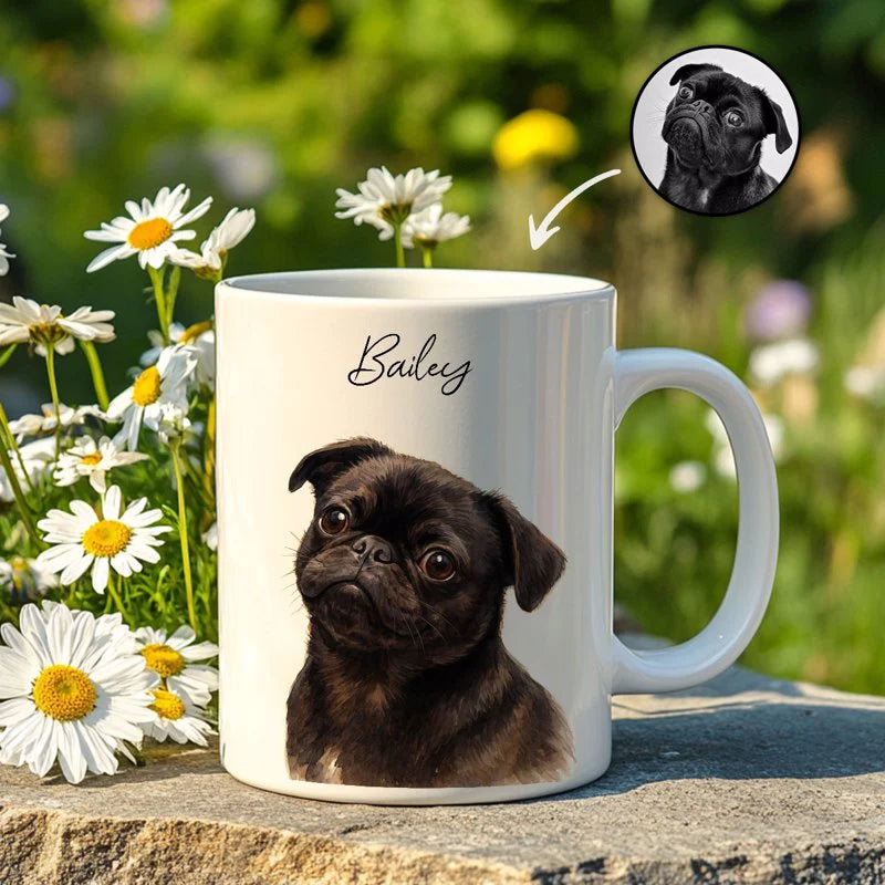Custom Watercolor Pet Portrait Mug – Perfect for Dog Lovers