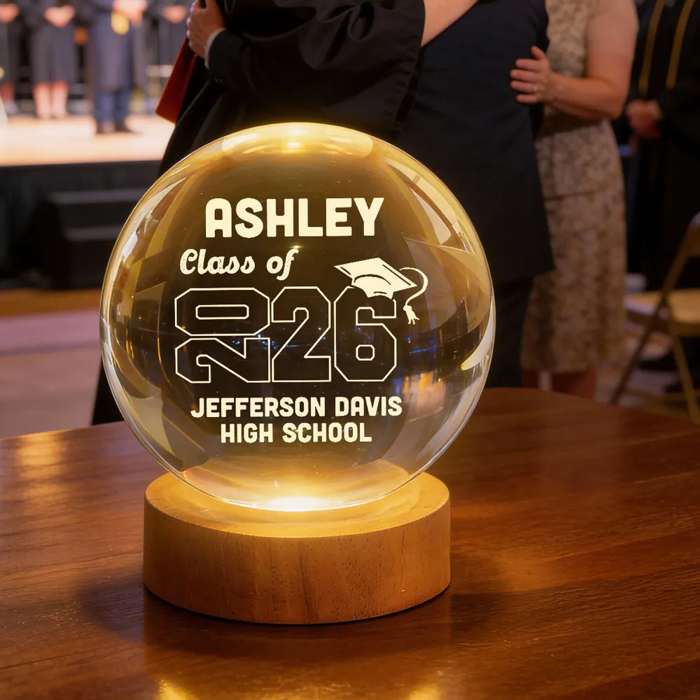 Globe Lamp with Personalized Class of Design, Warm Cozy Nightstand Glow, Meaningful Gift for a Grad