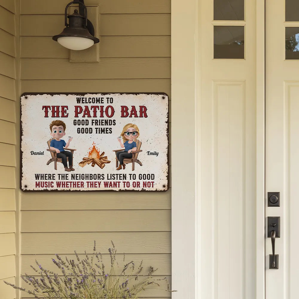 Welcome to The Backyard Bar Rectangular Iron Sign – Personalized Couple's Gift for Home Decor