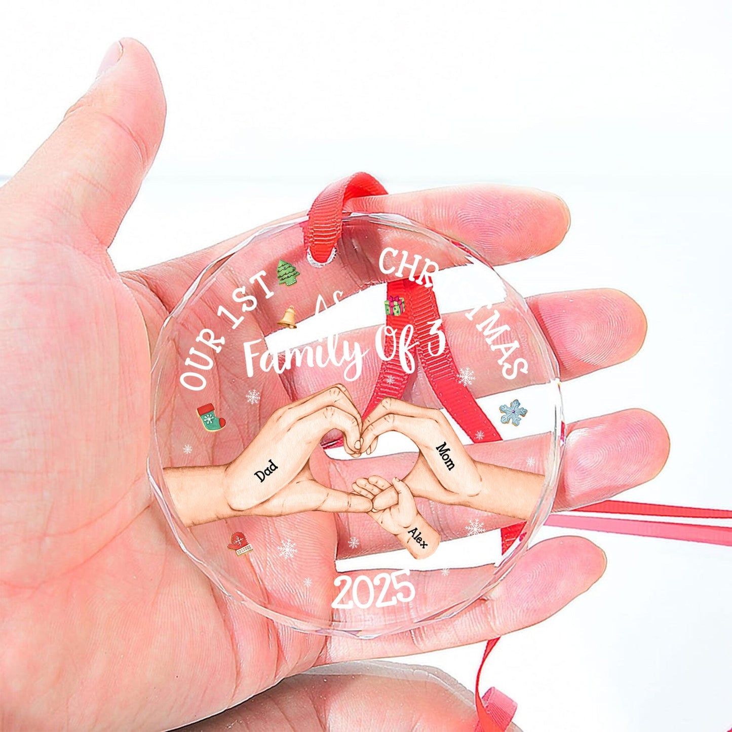 Custom Crystal Ornament - First Christmas Family Gift