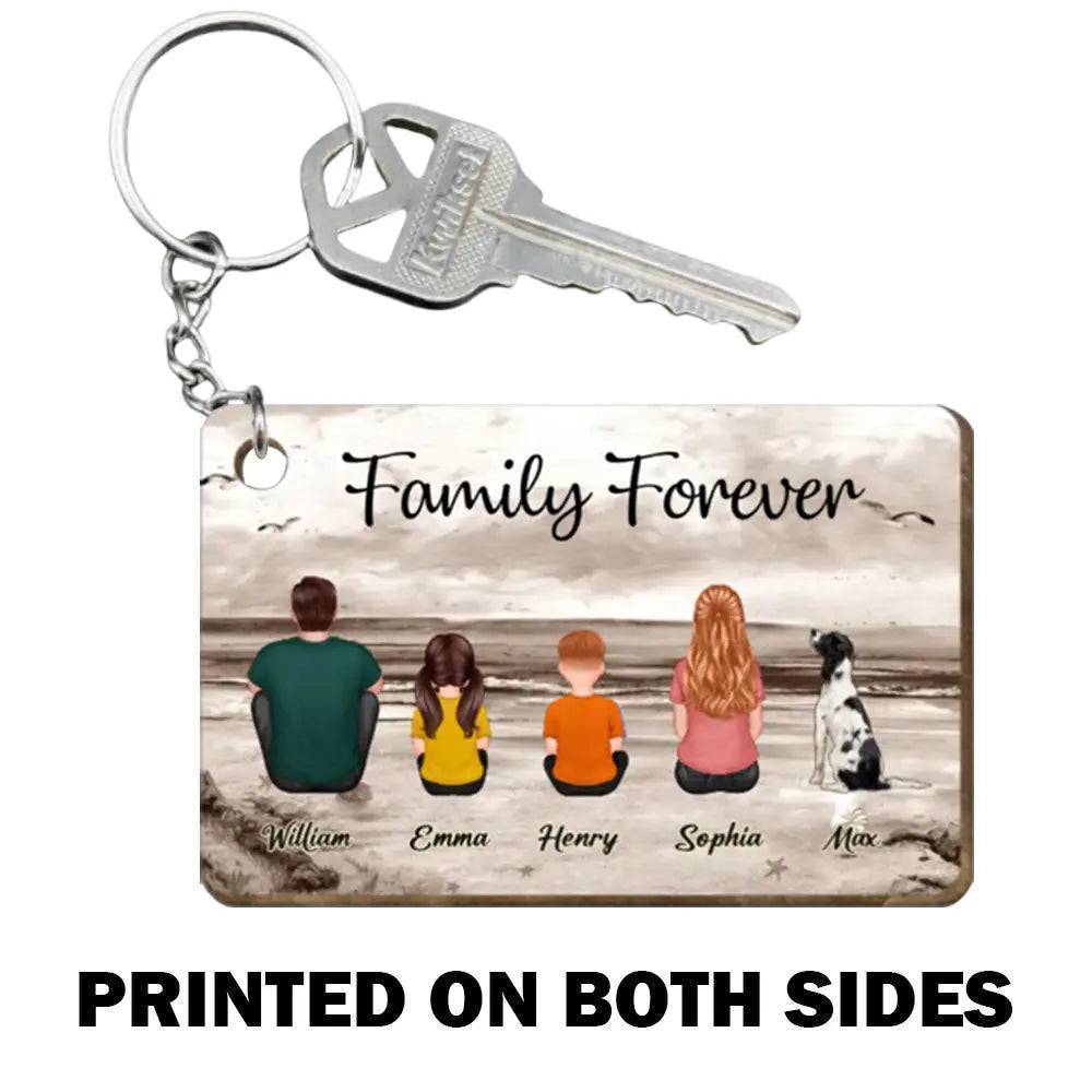 Family Beach Sunset Back View Keychain, Poster, Plaque - Unique Gift