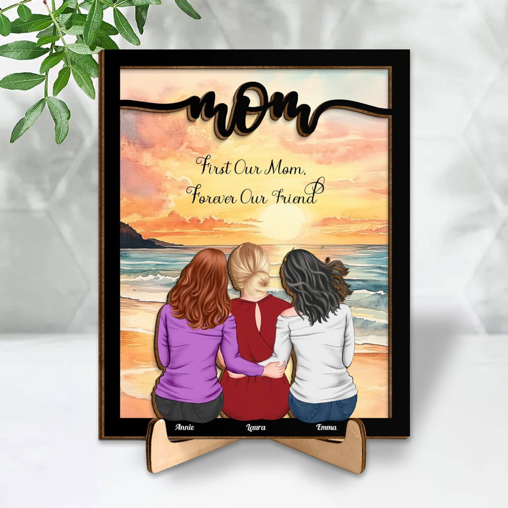 Mother and Daughters Forever Linked Together – Custom Plaque for Family Love and Memories