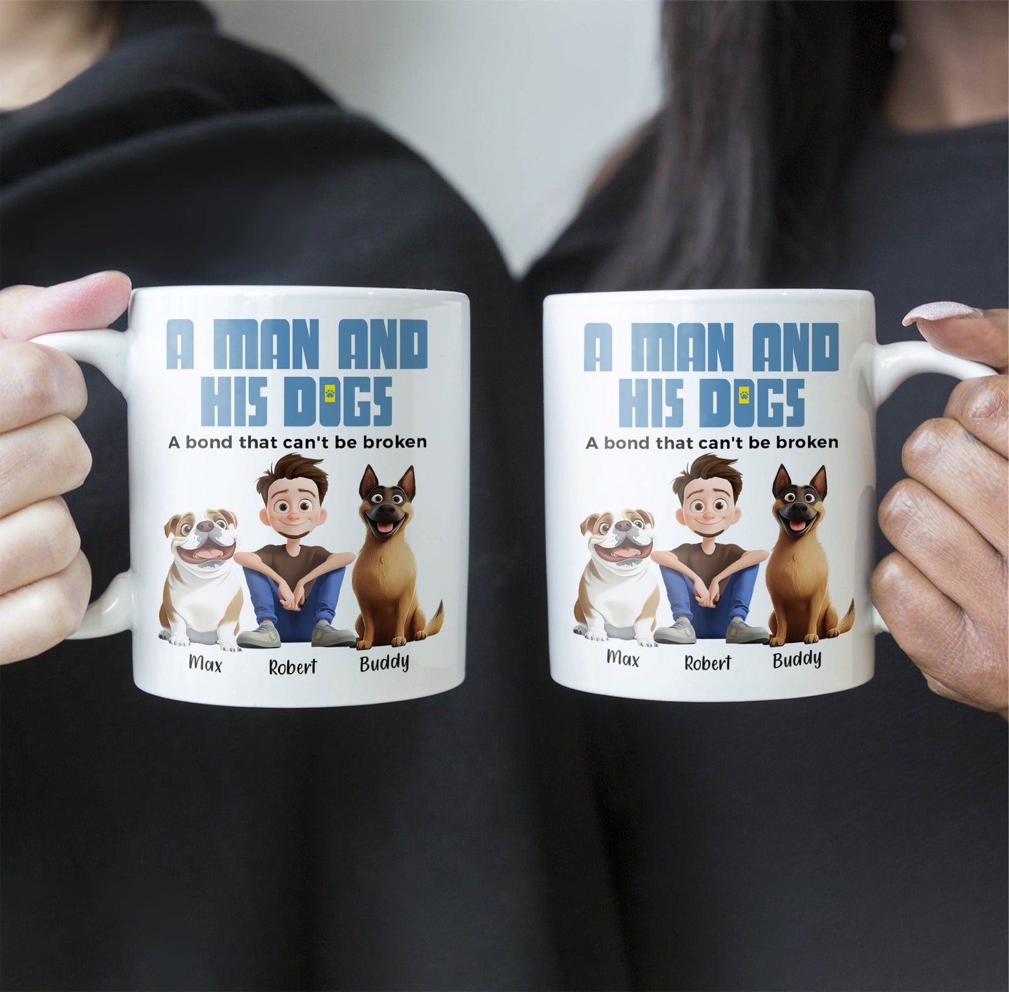 Heartwarming Pet-Themed Mug – Personalized 'A Man and His Dogs' Design, Ideal Gift for Dog Owners