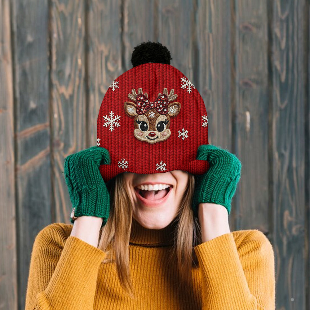 Christmas Reindeer - Personalized Kid Beanie Hat