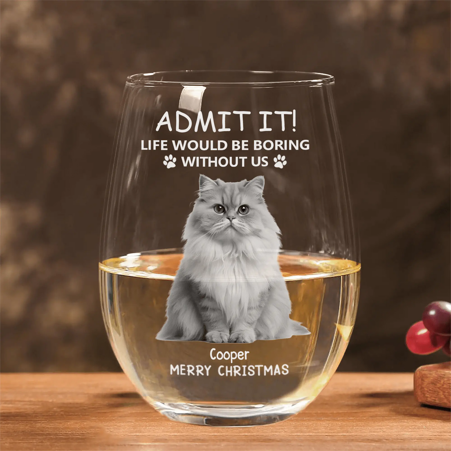 Personalized Christmas Glass Cup - Funny Pet - Themed Gift Cup