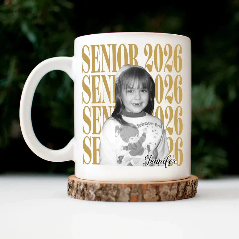 Personalized Ceramic Mug With Custom Photo And SENIOR MOM Text - Unique Mother's Day Gift For Morning Coffee Smiles