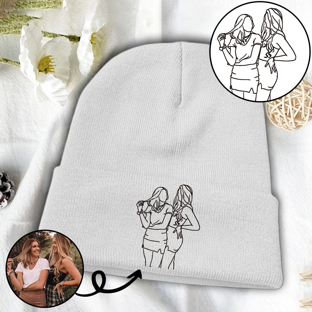 Custom Photo - Personalized Daughter Embroidered Beanie