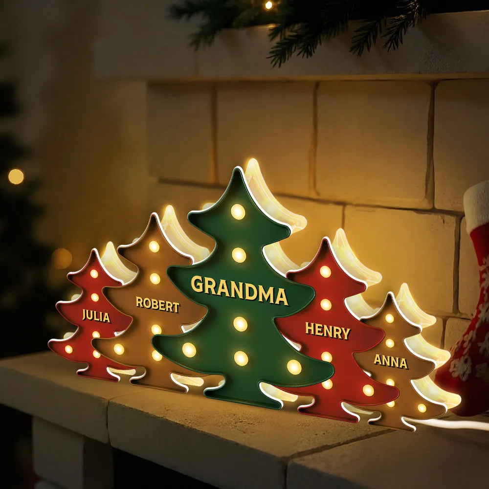 Heartwarming Christmas Tree Light Box, Custom Family Member Name Decoration