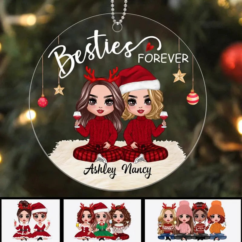 Best Friends Acrylic Ornament | Cozy Holiday Design, Perfect Gift for Friendship & Christmas