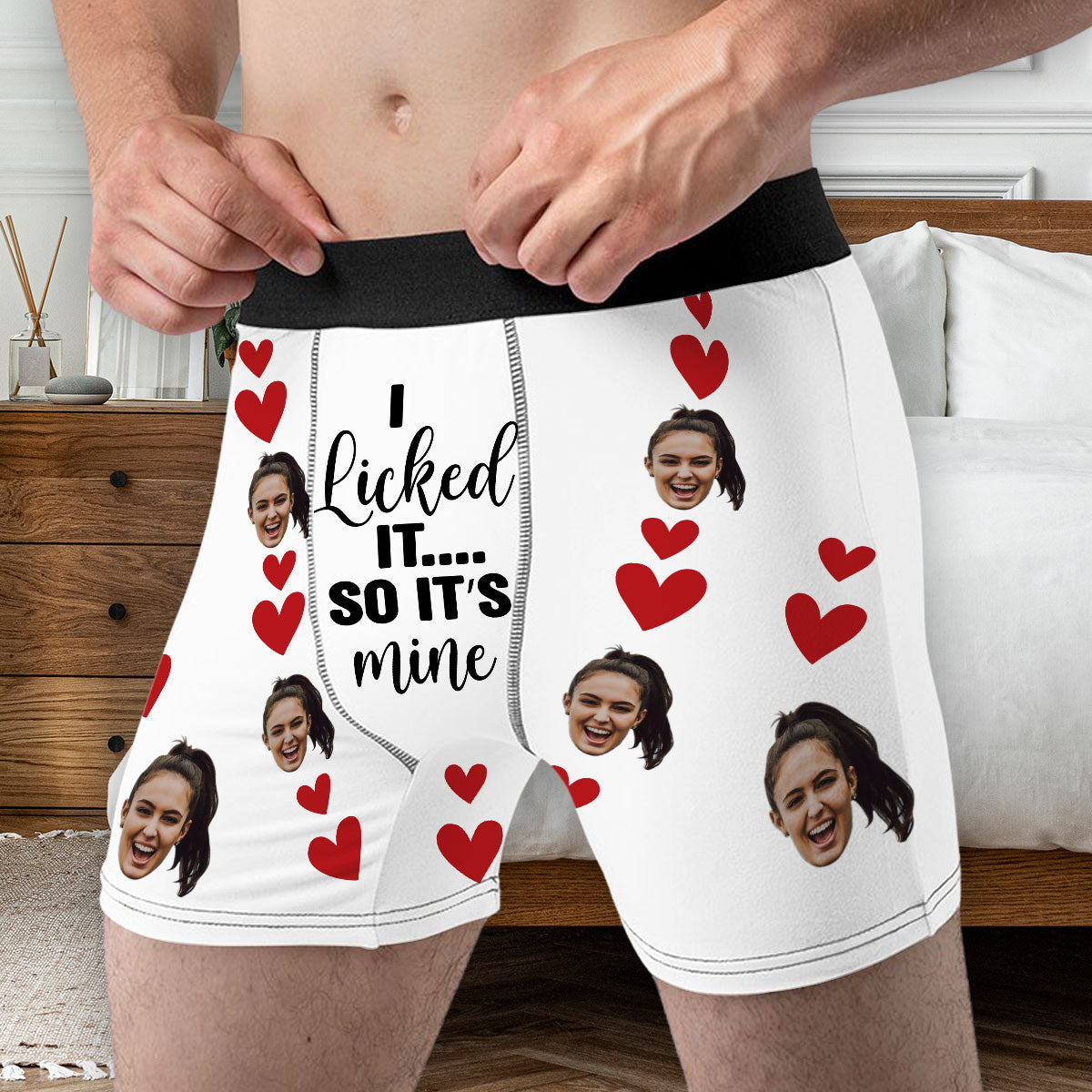 I Licked It, So It's Mine - Personalized Photo Men's Boxer Briefs, Funny Valentine’s Day Gift