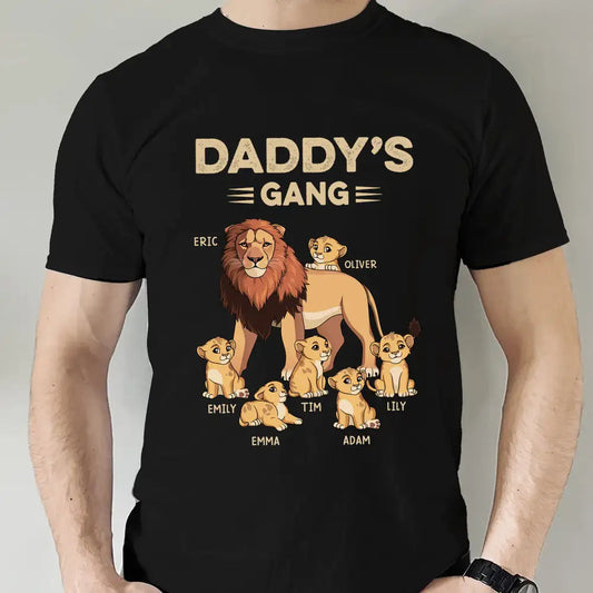 Dad’s Lion Gang Personalized Shirt – Custom Kid Names – Thoughtful Father’s Day Gift for Dad