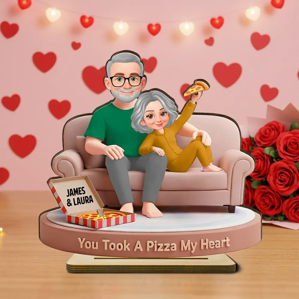 You Took A Pizza My Heart Wooden Plaque - Personalized Cute Couple Home Decor, Funny Romantic Gift