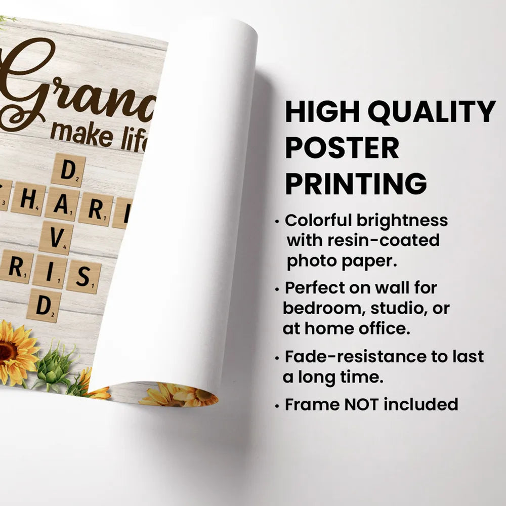 Custom Poster or Canvas with 'Grandkids Make Life More Grand' Design