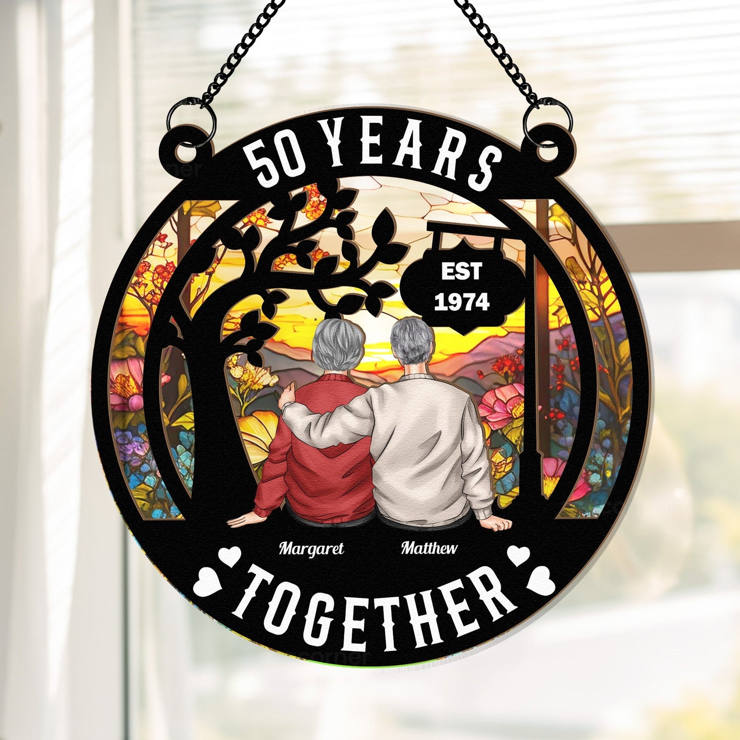 Together Always – Custom Wood and Acrylic Layered Ornament for Couples, Romantic Gift to Celebrate Lifelong Love
