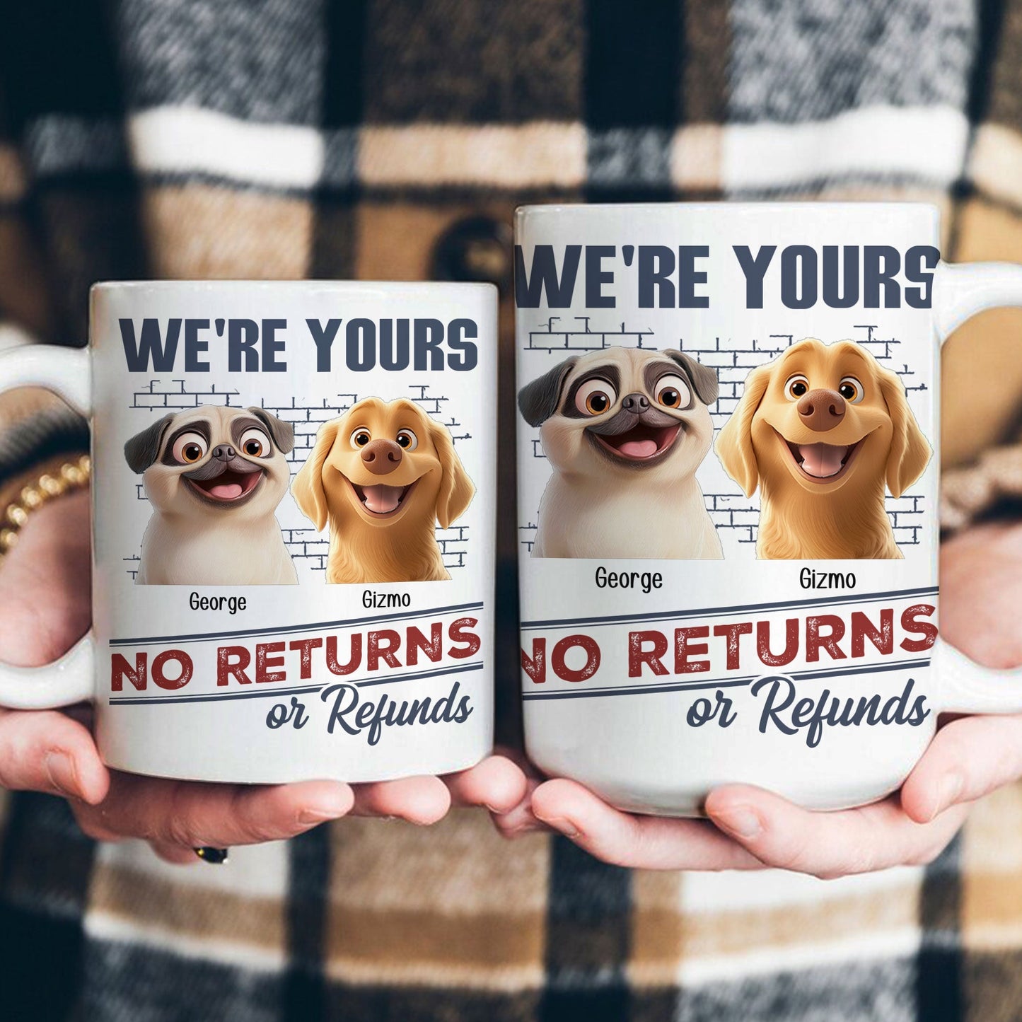 Dog Lovers' Personalized Mug – No Returns Design, Gift for Couples