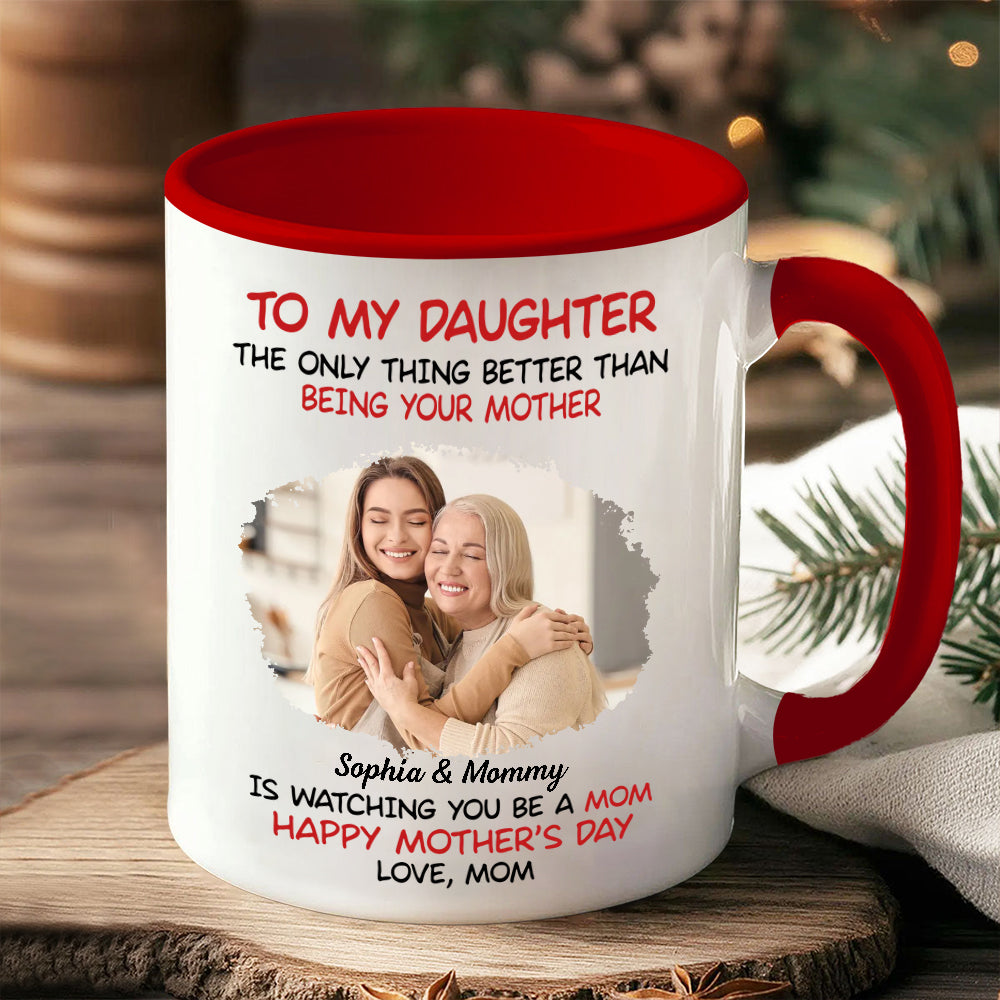 Mother's Day Exclusive Gift – Ceramic Mug, Poster, and Plaque Featuring Hugging Scene with 'To My Daughter, Happy Mother’s Day'